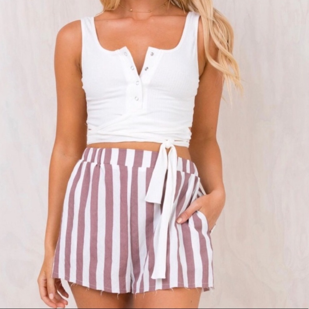 Stripped Linen Shorts